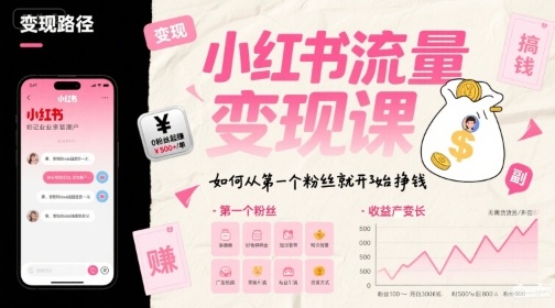 小红书流量变现课，如何从第一个粉丝就开始挣钱-网创资源库