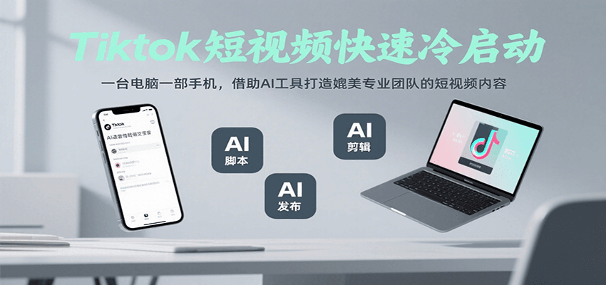 Tiktok短视频快速冷启动，一台电脑一部手机，借助AI工具打造媲美专业团队的短视频内容-网创资源库