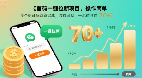 首码一键拉新项目，操作简单，接个验证码就算完成，收益可观， 一小时收益70+【揭秘】-网创资源库