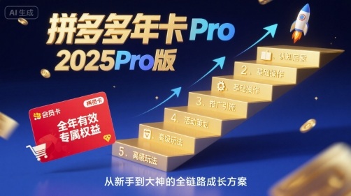 拼多多年卡2025Pro版，五大板块从认知到基础、从推广到活动、从活动到玩法-网创资源库