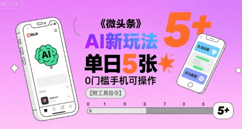 微头条AI新玩法，小白单日5张+，0门槛手机可操作【附工具指令】-网创资源库