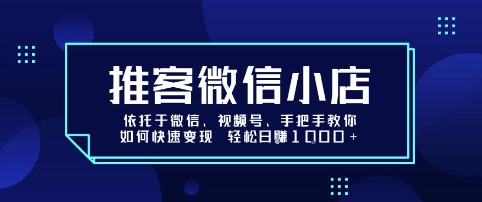 推客微信小店依托于微信、视频号，手把手教你如何快速变现 轻松日入1k+【揭秘】-网创资源库