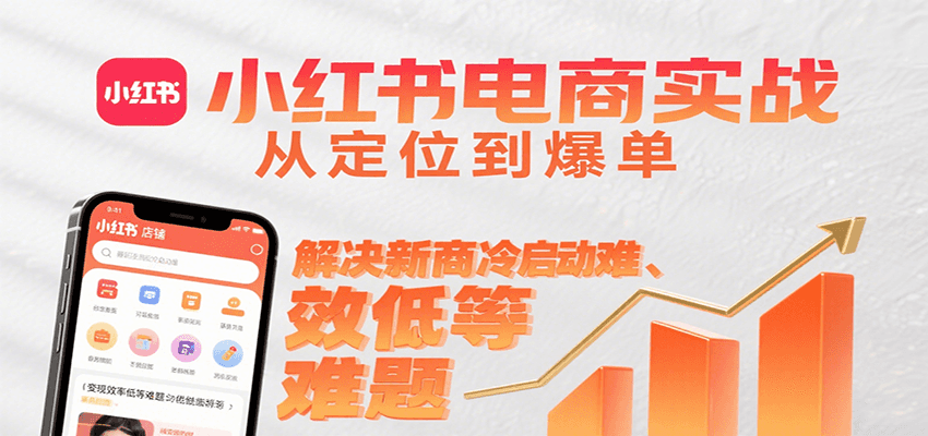 小红书电商实战，从定位到爆单解决新商冷启动难、变现效率低等难题-网创资源库