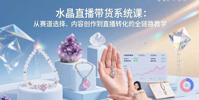 水晶直播带货系统课：从赛道选择、内容创作到直播转化的全链路教学-网创资源库