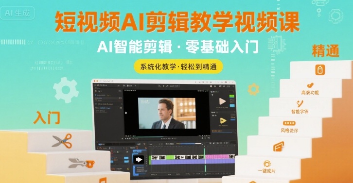 短视频AI剪辑教学视频课，入门到精通-网创资源库