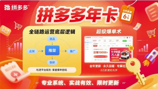 拼多多年卡【8月更新6节】拼多多全链路运营底层逻辑，超级爆单术-网创资源库