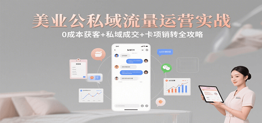 美业公私域流量运营实战：0成本获客+私域成交+卡项销转全攻略-网创资源库