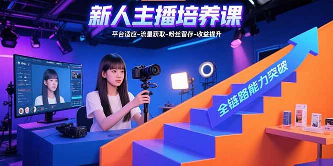新人主播培养课：平台适应-流量获取-粉丝留存-收益提升 全链路能力突破-网创资源库