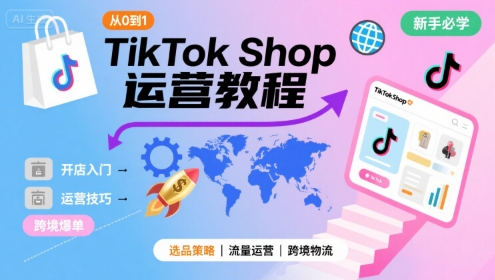 TikTok Shop从0到1运营教程，TikTok跨境电商新手必学课程-网创资源库