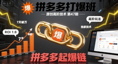拼多多打爆班原创高阶技术第47期，拼多多起爆链-网创资源库