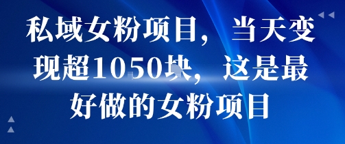 私域女粉项目，当天变现超1k，这是最好做的女粉项目，可放大操作-网创资源库