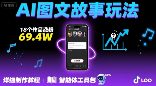 抖音爆火的ai图文故事玩法，18个作品涨粉69.4W，详细制作教程+智能体-网创资源库