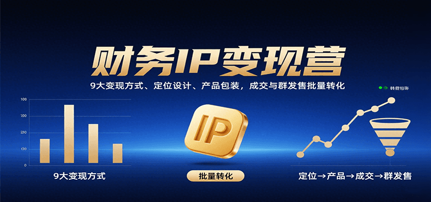 财务IP变现营：9大变现方式、定位设计、产品包装，成交与群发售批量转化-网创资源库