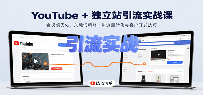 YouTube+独立站引流实战课：含视频优化、关键词策略，讲流量转化与客户开发技巧-网创资源库