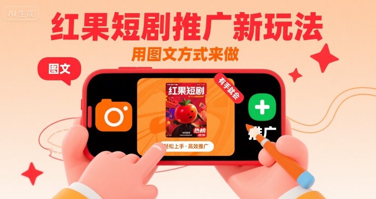 红果短剧推广新玩法，用图文方式来做，有手就会-网创资源库