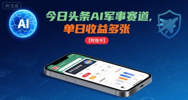 今日头条AI军事赛道，单日收益多张 ，手机可做【附指令】-网创资源库