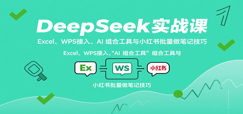 DeepSeek实战课：Excel、WPS接入、AI 组合工具与小红书批量做笔记技巧-网创资源库