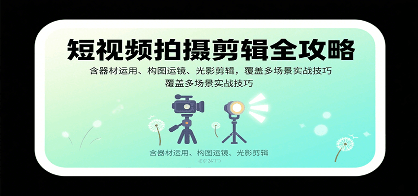 短视频拍摄剪辑全攻略：含器材运用、构图运镜、光影剪辑，覆盖多场景实战技巧-网创资源库