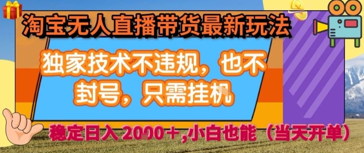 淘宝无人直播带货最新玩法，独家技术不违规，也不封号，全自动运行，只需挂着，  稳定日入2k【揭秘】-网创资源库