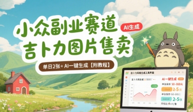 小众副业赛道 吉卜力图片售卖 单日2张+ AI一键生成【附教程】-网创资源库