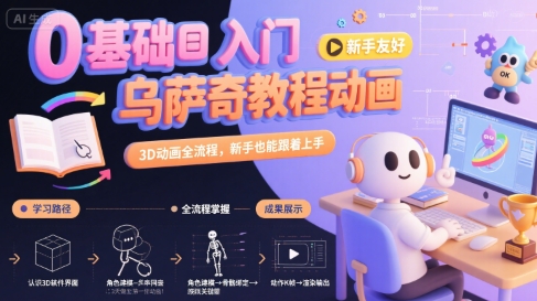 0基础入门乌萨奇教程动画，3D动画全流程，新手也能跟着上手-网创资源库