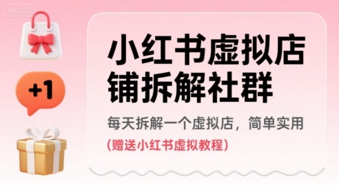 小红书虚拟店铺拆解社群，每天拆解一个虚拟店，简单实用(赠送小红书虚拟教程)-网创资源库