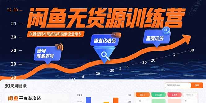 闲鱼无货源训练营：账号准备养号/垂直化选品/黑搜玩法，0基础30天盈利指南-网创资源库