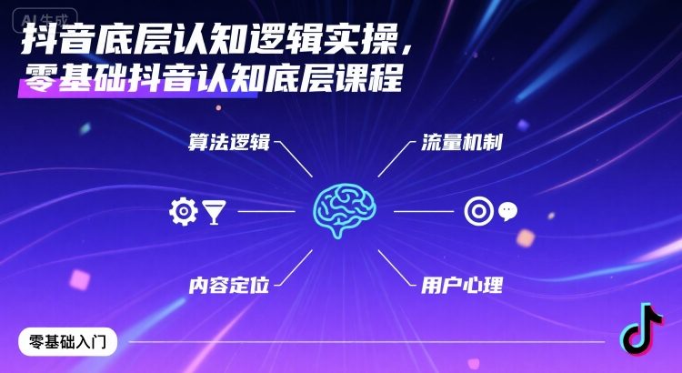 抖音底层认知逻辑实操，零基础抖音认知底层课程-网创资源库