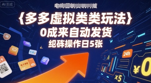 多多虚拟类目玩法，0成本全自动发货，矩阵操作日5张-网创资源库