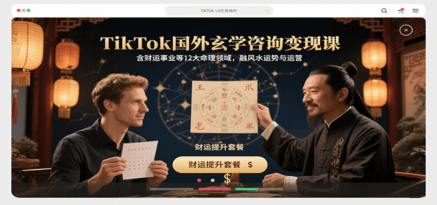 TikTok国外玄学咨询变现课，含财运事业等12大命理领域，融风水运势与运营-网创资源库