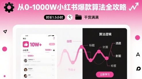 从0-1000W小红书爆款算法全攻略，时长1.5小时，干货满满-网创资源库