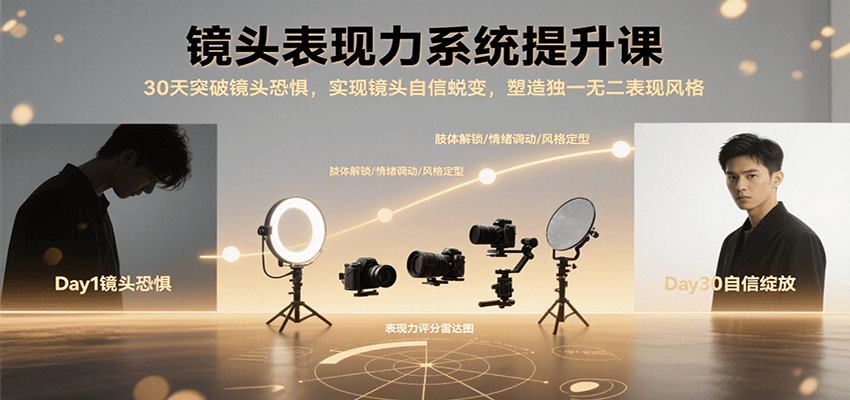 镜头表现力系统提升课，30天突破镜头恐惧实现自信蜕变，塑造独一无二表现风格-网创资源库