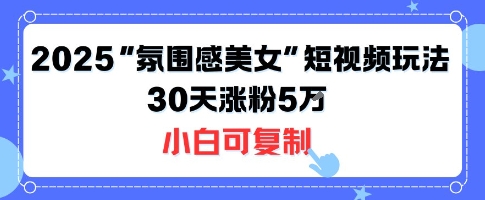不露脸也能火！2025“氛围感美女”短视频玩法，30天涨粉5W小白可复制-网创资源库