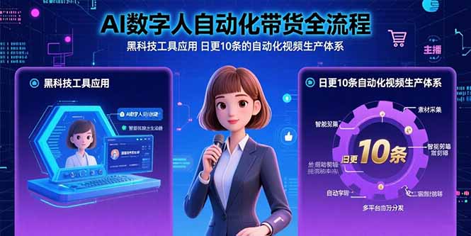 AI数字人自动化带货全流程：黑科技工具应用 日更10条的自动化视频生产体系-网创资源库