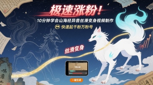 极速涨粉！10分钟学会山海经异兽丝滑变身视频制作，快速起千粉万粉号-网创资源库
