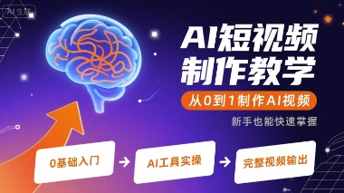 AI短视频制作教学，从0到1制作AI视频，AI工具实操-网创资源库