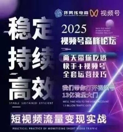坏男孩电商视频号7月1号线下课，视频号短引、精细化模型打法，三频共振，无人，快手全站精细化运营-网创资源库
