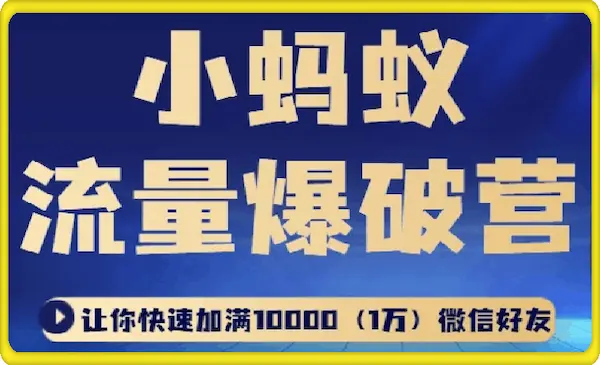 小蚂蚁流量爆破营，让你快速加满10000(1万)微信好友-网创资源库