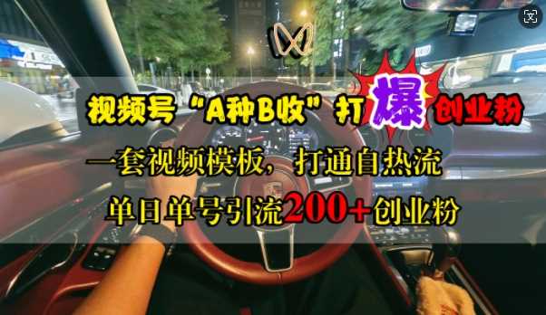视频号“A种B收”打爆创业粉，一套视频模板打通自热流，单日单号引流200+创业粉-网创资源库