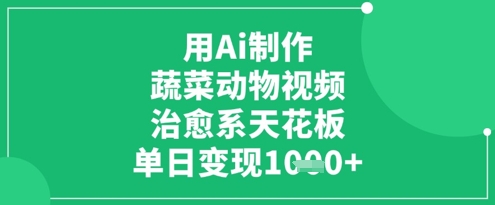 用Ai制作蔬菜动物视频，治愈系天花板，单日变现1k-网创资源库