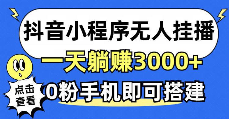 （12988期）抖音小程序无人直播，一天躺赚3000+，0粉手机可搭建，不违规不限流，小…-网创资源库