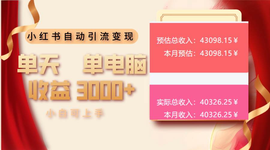 小红书自动引流变现 单天单电脑收益3000+ 小白可上手-网创资源库