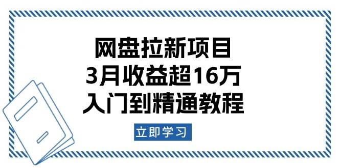 网盘拉新项目：3月收益超16万，入门到精通教程-网创资源库